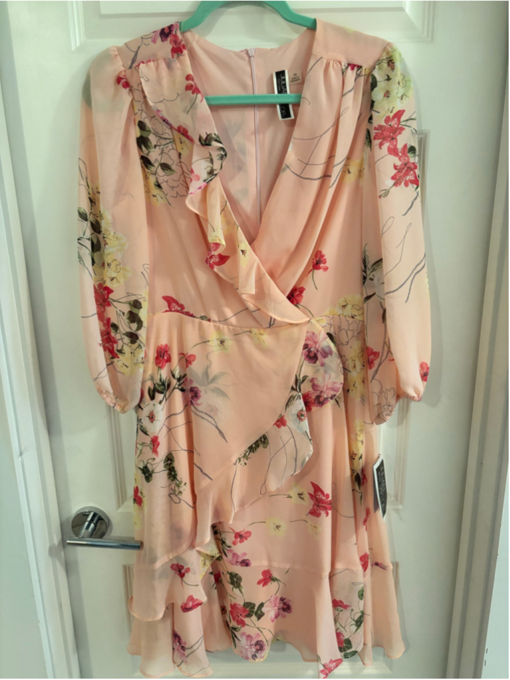 Women's Julian Taylor Floral Midi Dress Size 10 Pink Red
